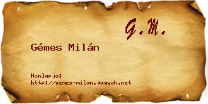 Gémes Milán névjegykártya